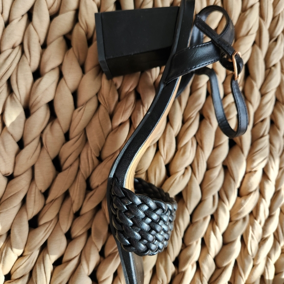 Black Braided Strap Heels - Picture 2 of 5